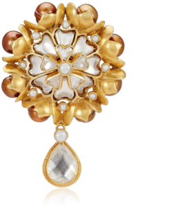 Tarun Tahiliani Lifestyle Jewellery Brooch for Women (Pale Yellow)